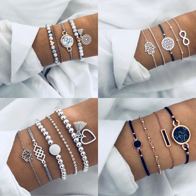 Boho Geometric Bracelet & Bangle Sets For Women
