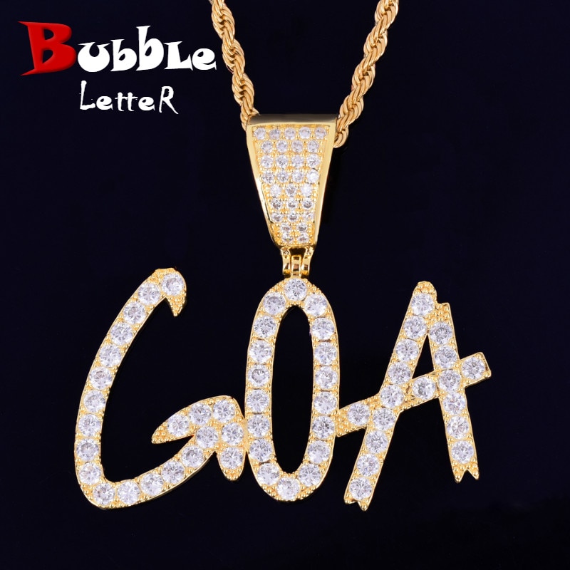 Bubble Letter Custom Name Necklace for Men