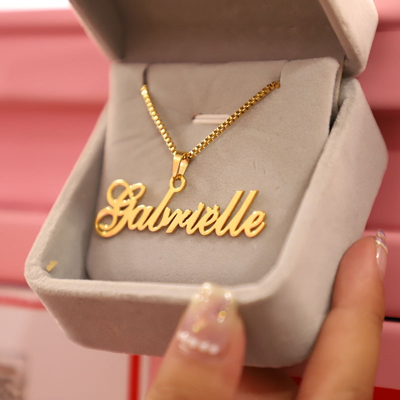 Gold Box Personalized Name Pendant Necklace (Handmade)