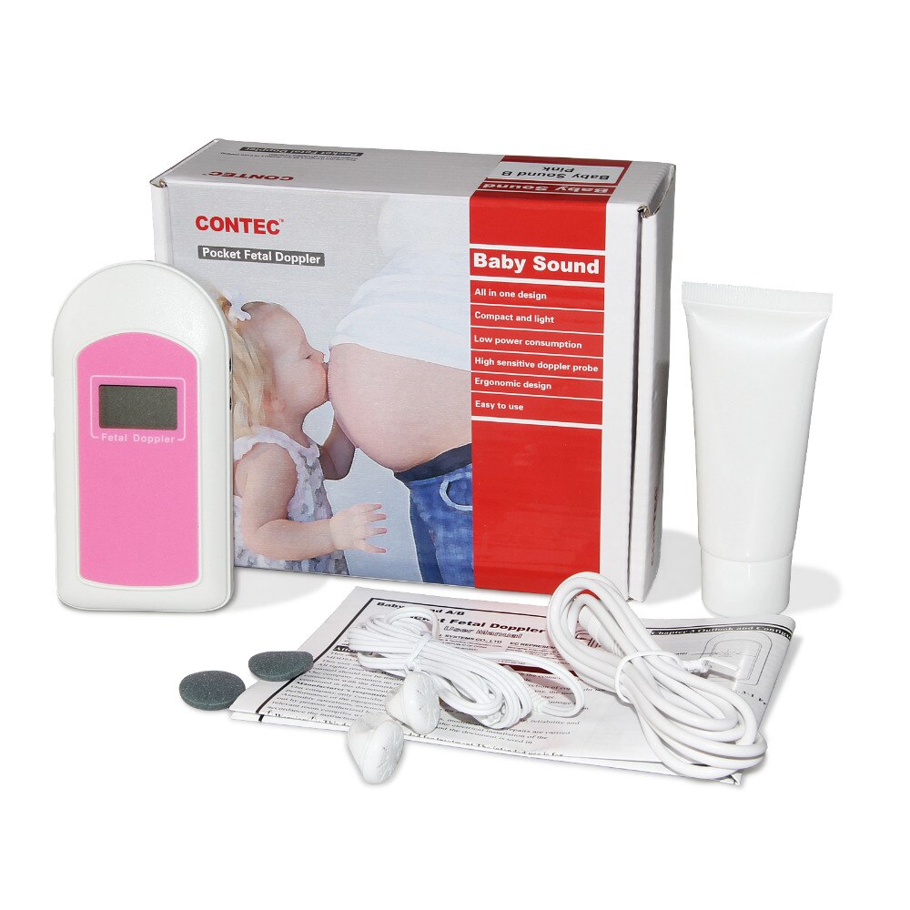 Handheld Pocket Fetal Doppler Baby Heart Beat Monitor (+gel, earphone)