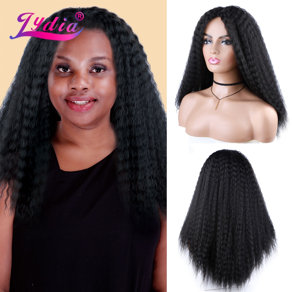 Lydia Long Kinky Straight Synthetic Hair Wigs