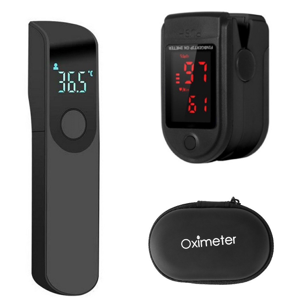 Infrared Thermometer with Digital Finger Oximeter Pulse Monitor