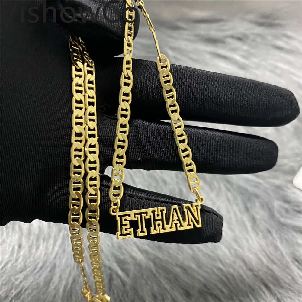 Stainless Steel Gold Choker Customized Name Necklace