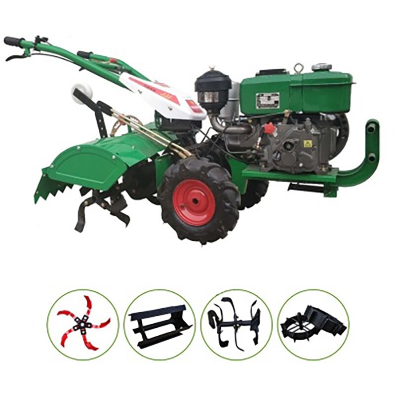 Agricultural Water-cooled diesel 8HP wheel drive pastoral weeder loose soil rotary tiller multi-function management machine