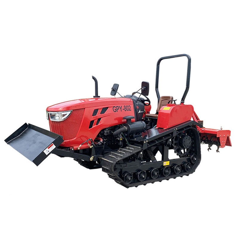 Good Quality Hot Sale Diesel Engine 80 Horsepower Small Four-Wheel Sitting Drive Crawler Tractor with Rotary Tiller