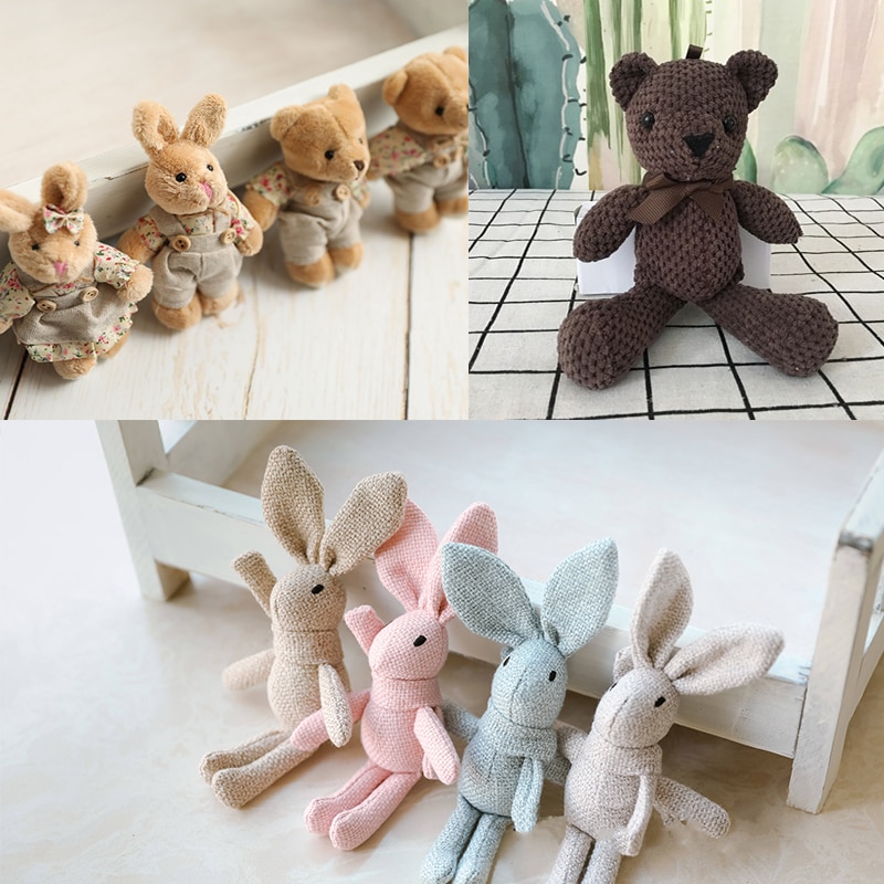 Newborn Photography Props for Baby Cute Animals Handmade Wool Doll Rabbit And Bear Fotografia Accessory Studio Baby Photo Props