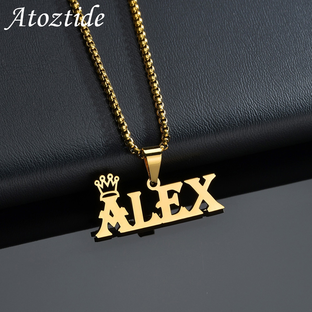 Personalized Thick Chain With Crown Names 