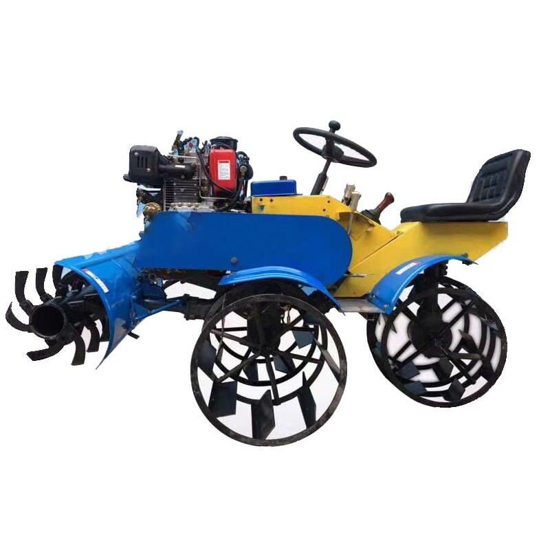 The new diesel paddy field rotary cultivator farming machine agricultural water and drought dual-use four-wheel micro-tiller