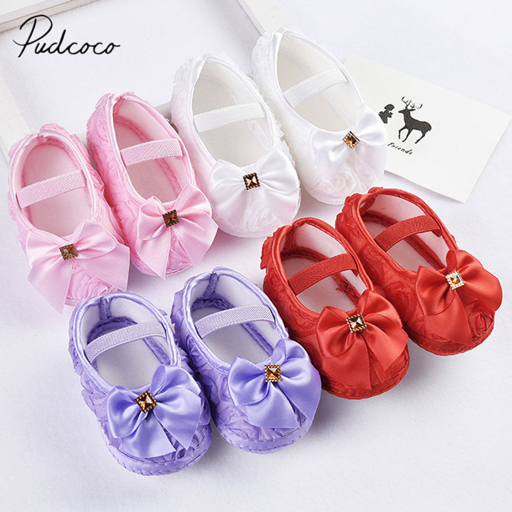 Baby Girl Soft Crib Shoes Moccasin Prewalker Sole