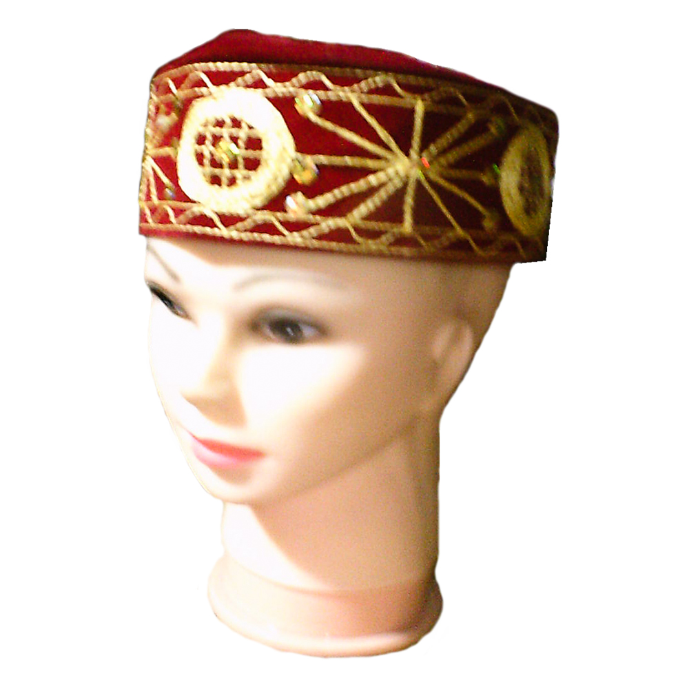 Igbo Beaded Traditional Hat (Wine)