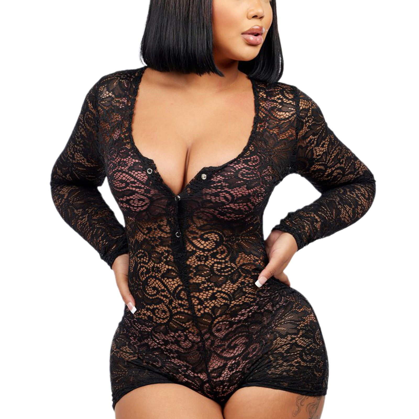 Women Wrapped Full Lace Oneses Romper