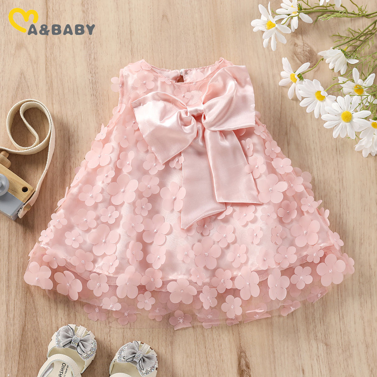 Infant Baby Girls Dress Floral Lace Pearl