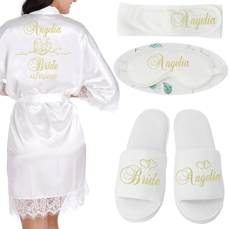 Personalized Date Name  Bridesmaid Robes