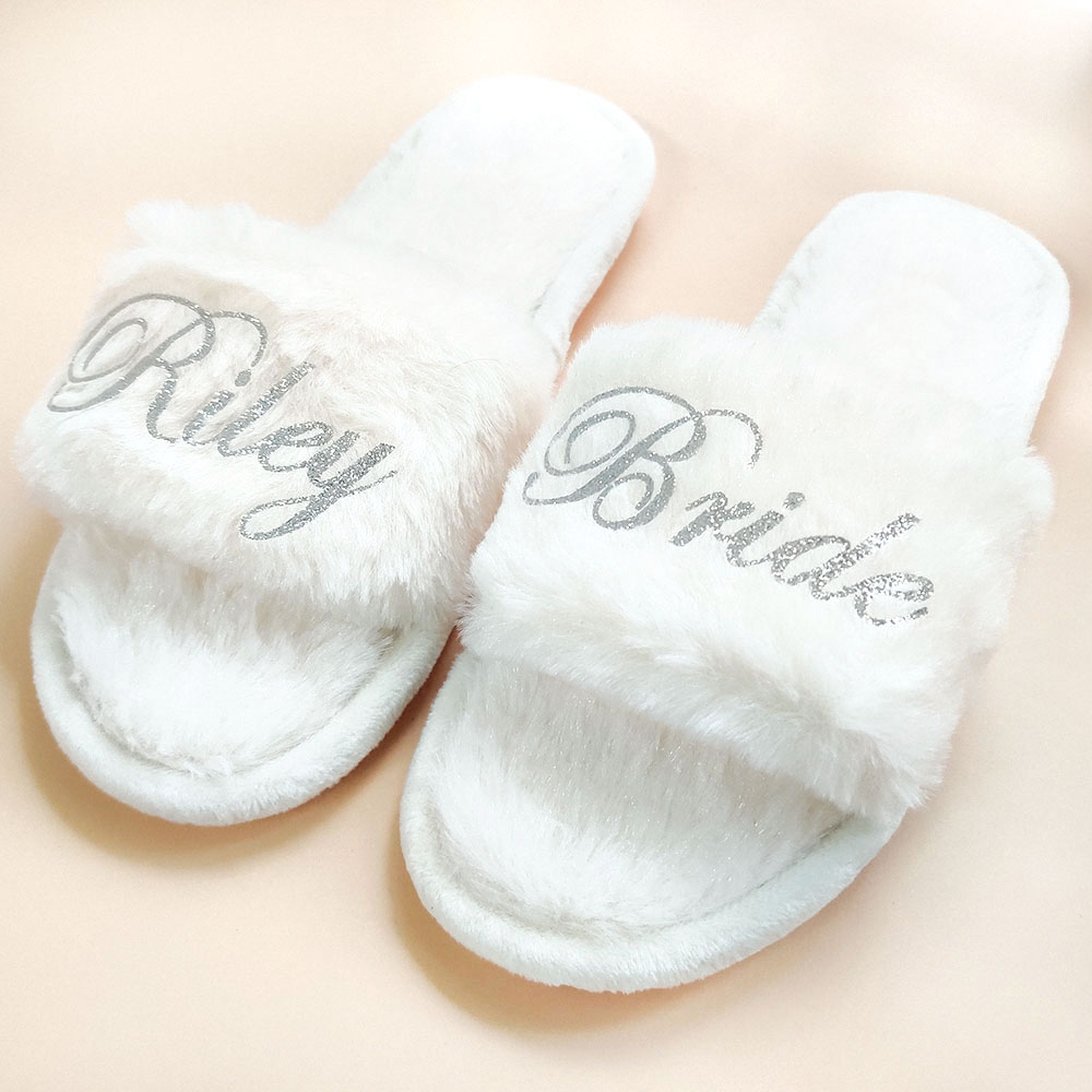 Personalized Wedding Coral Bridesmaid Slippers