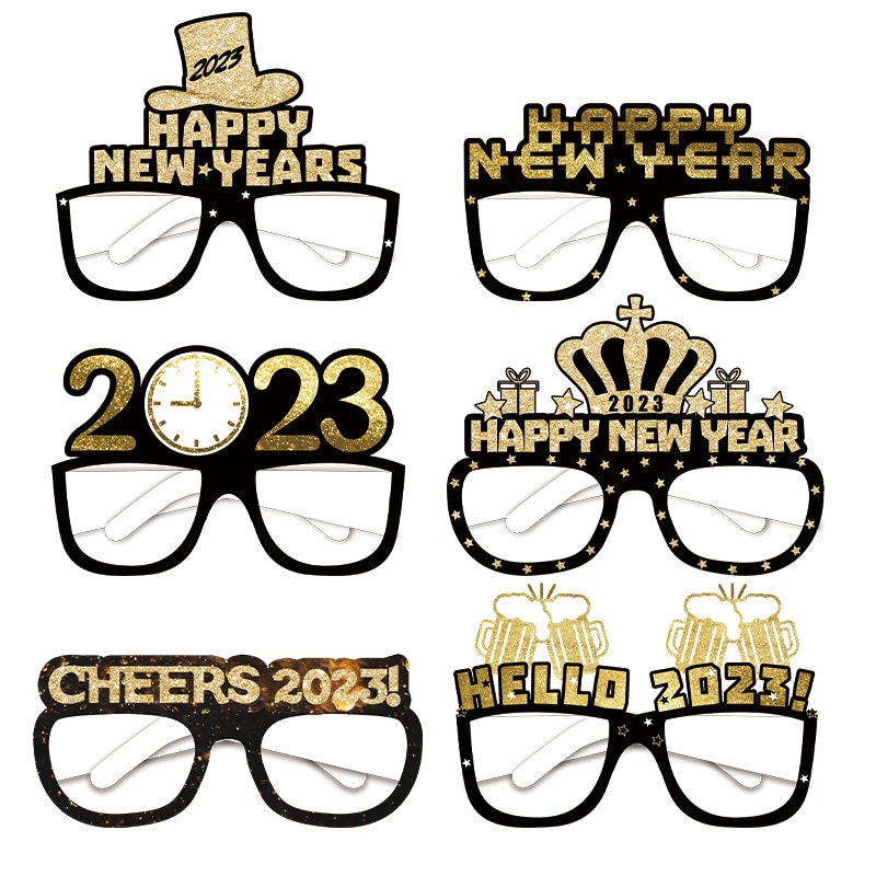 6 Pcs Happy New Year Paper Glasses