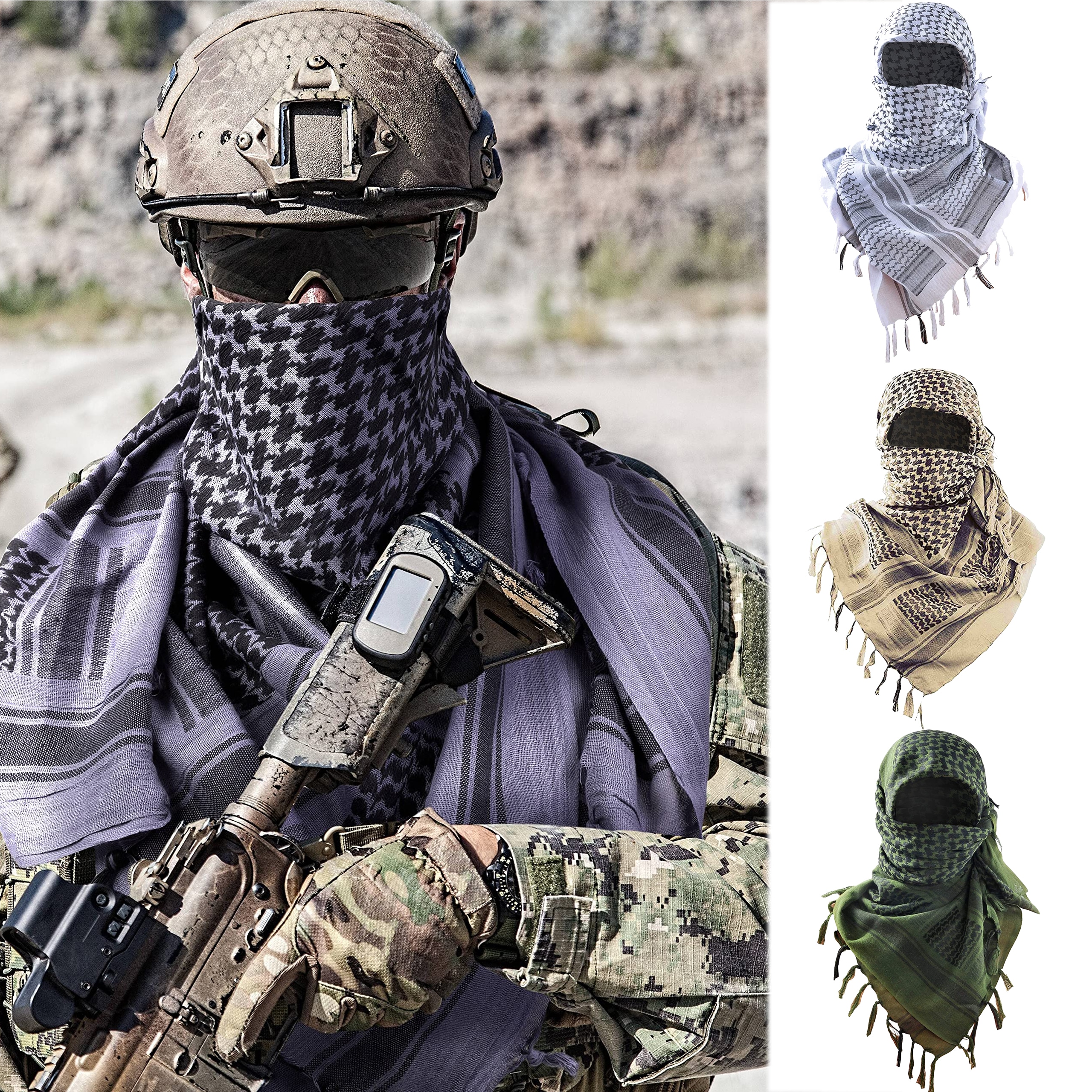 Plaid Tactical Desert Tassel Headscarf