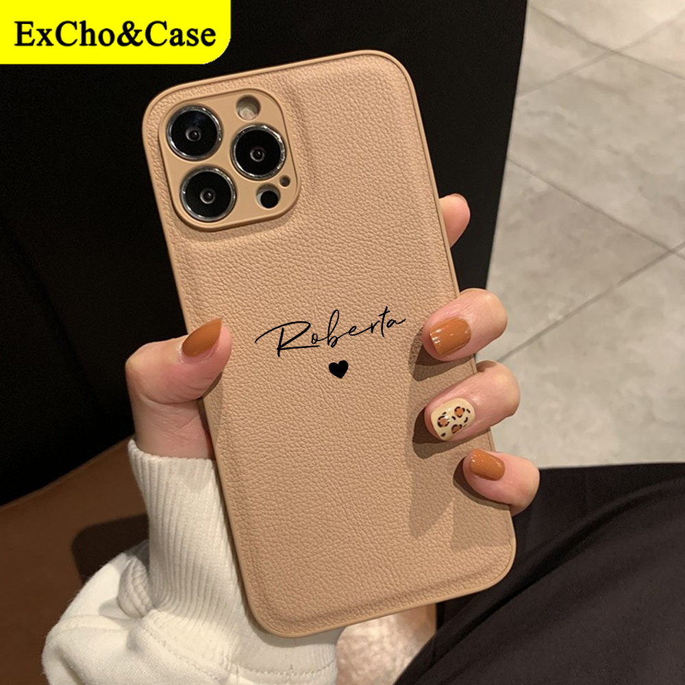 Iphones Personalized Name Heart Leather