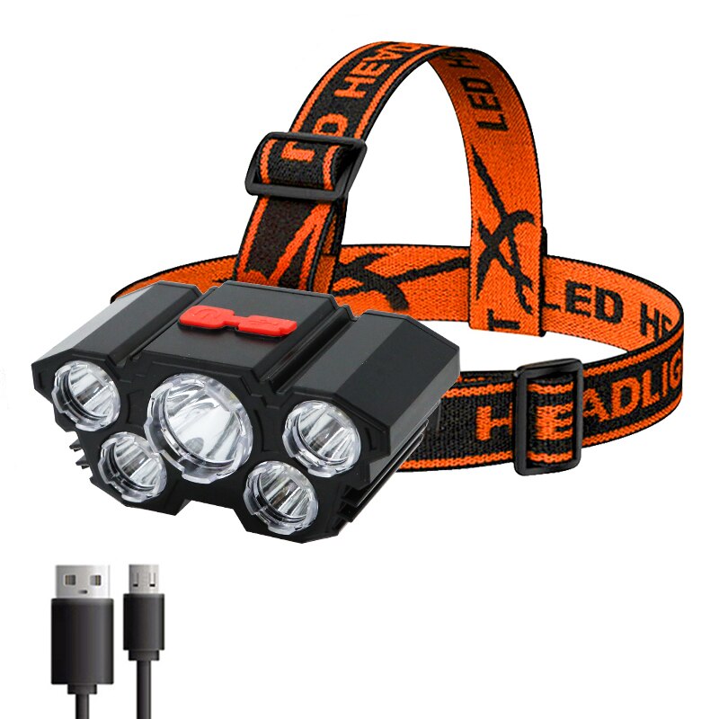 5 LED Flashlight Rechargeable Headlamp