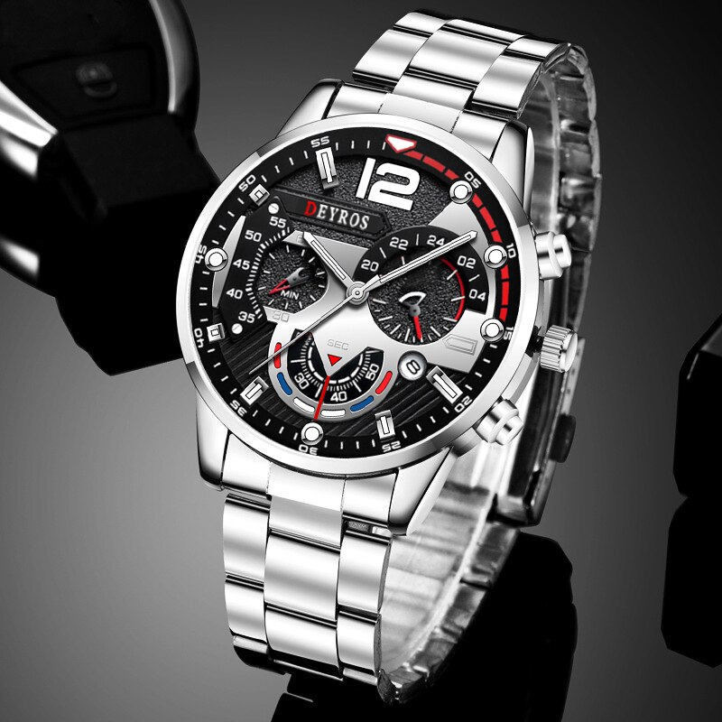 Men Luxury Stainless Steel Quartz Wristwatch