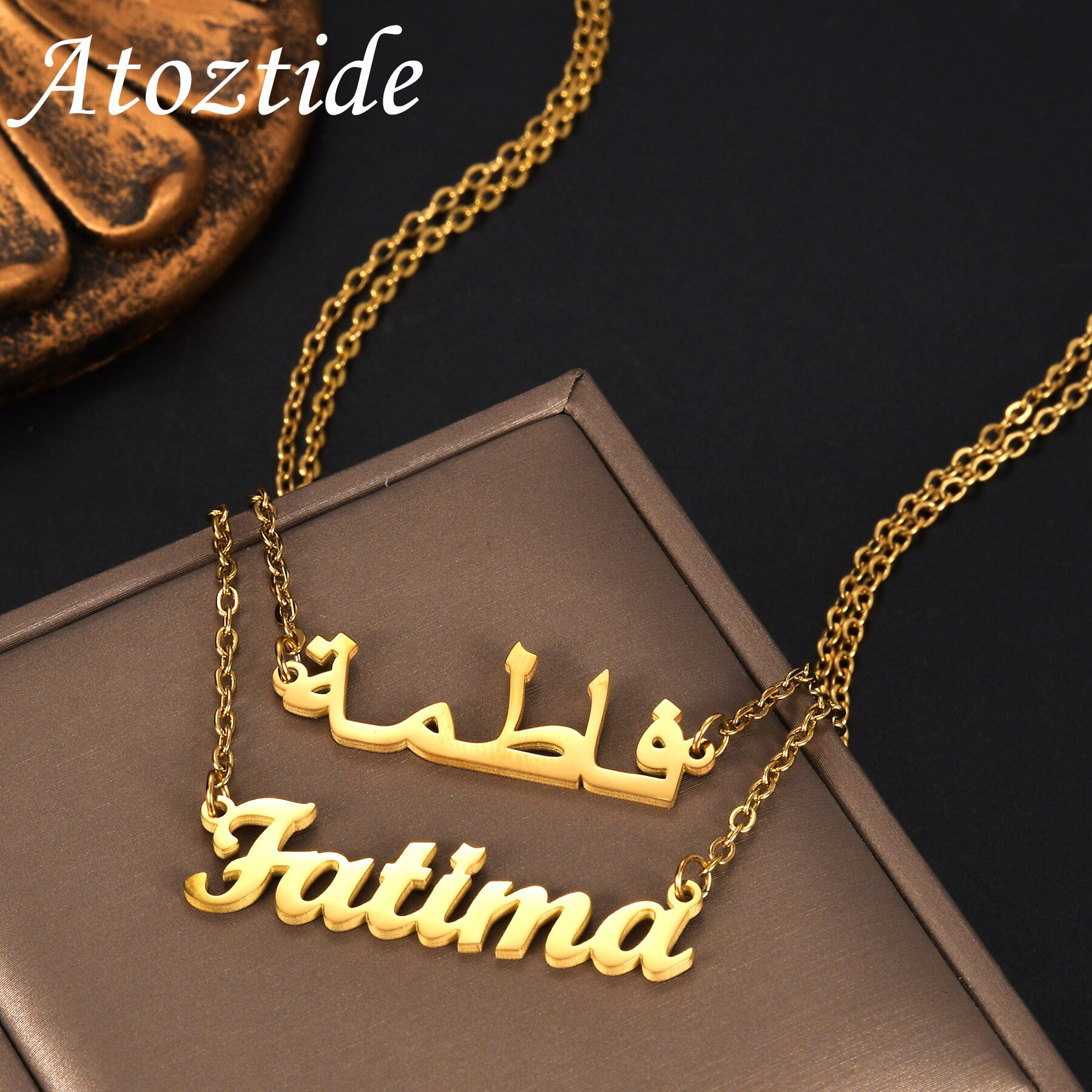 Personalized Double Arabic Name Necklaces
