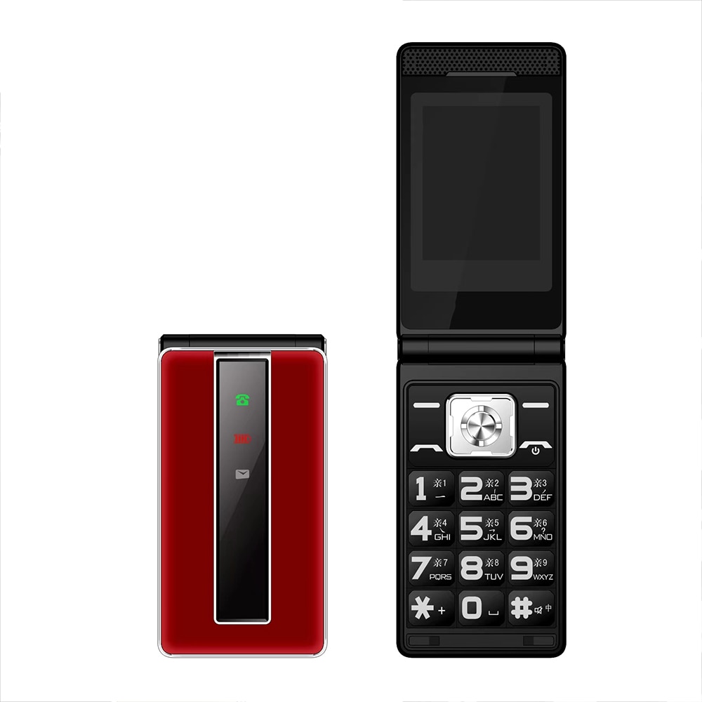 Elderly Flip Mobile Phone 2.4″ Dual Sim MP3 Big Push Button Unlocked Celular Speed Dial Dual Torch Senior Clamshell CellPhone