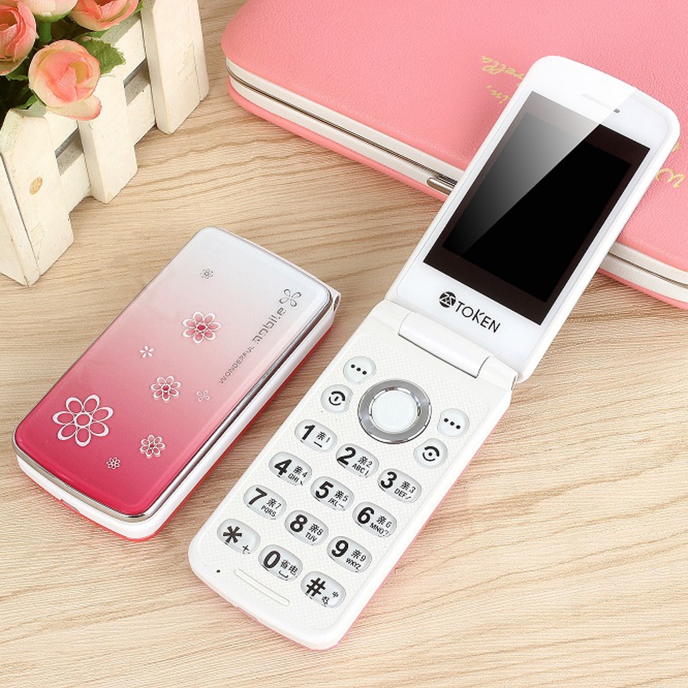 Flip Lady’s Beautiful Slim Pinko Mobile Phone With Flashlight No Camera Cute Student Girls Light Simply Working Dual Sim Torch