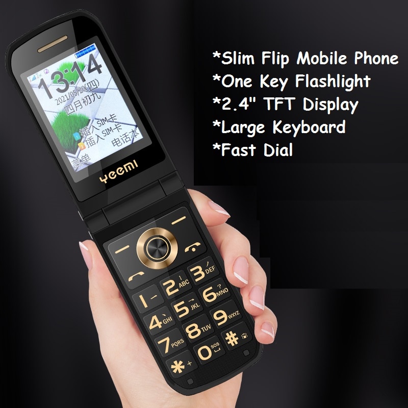Flip Senior Slim Metal Mobile Feature Phone Clamshell Style Handwriting SOS Call Quick Dial Russian Key LED Torch Camera 2G GSM