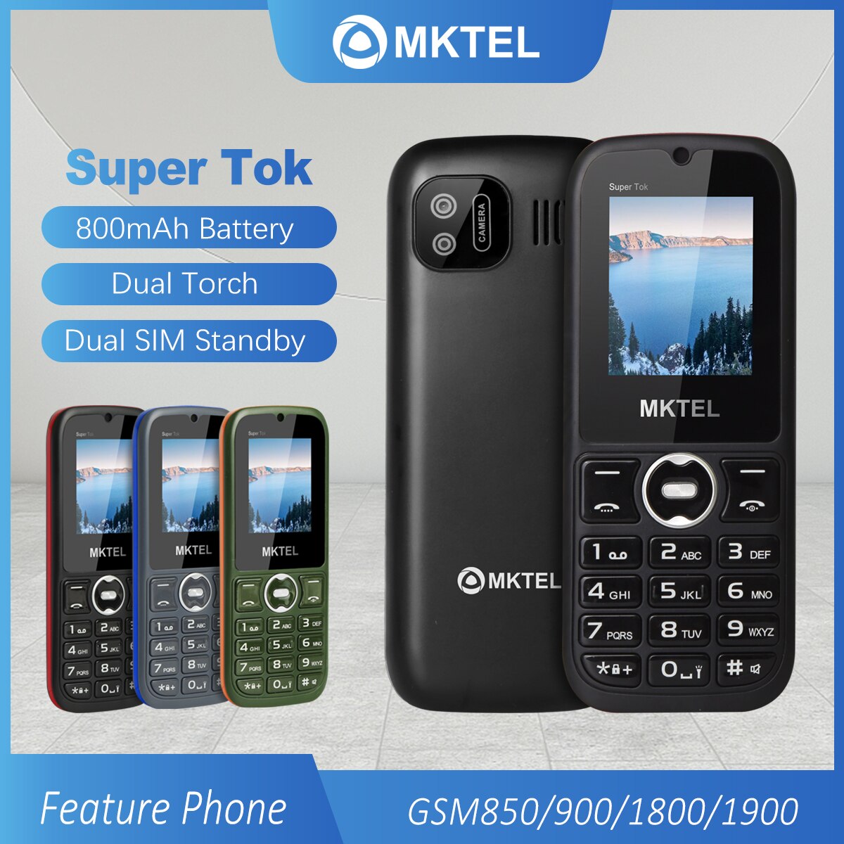 MKTEL SUPER TOK Feature Phone 1.77″ Display 800mAh Battery Dual SIM Standby MP3 MP4 FM Radio For Senior