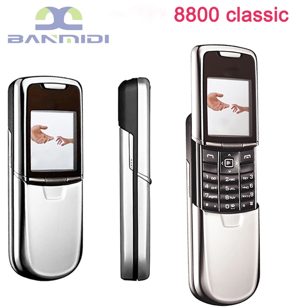 Original 8800 Classic Mobile Cell Phone 2G GSM Tri-band Unlocked Russian Arabic Hebrew keyboard Made on 2005, 3 Colors Option