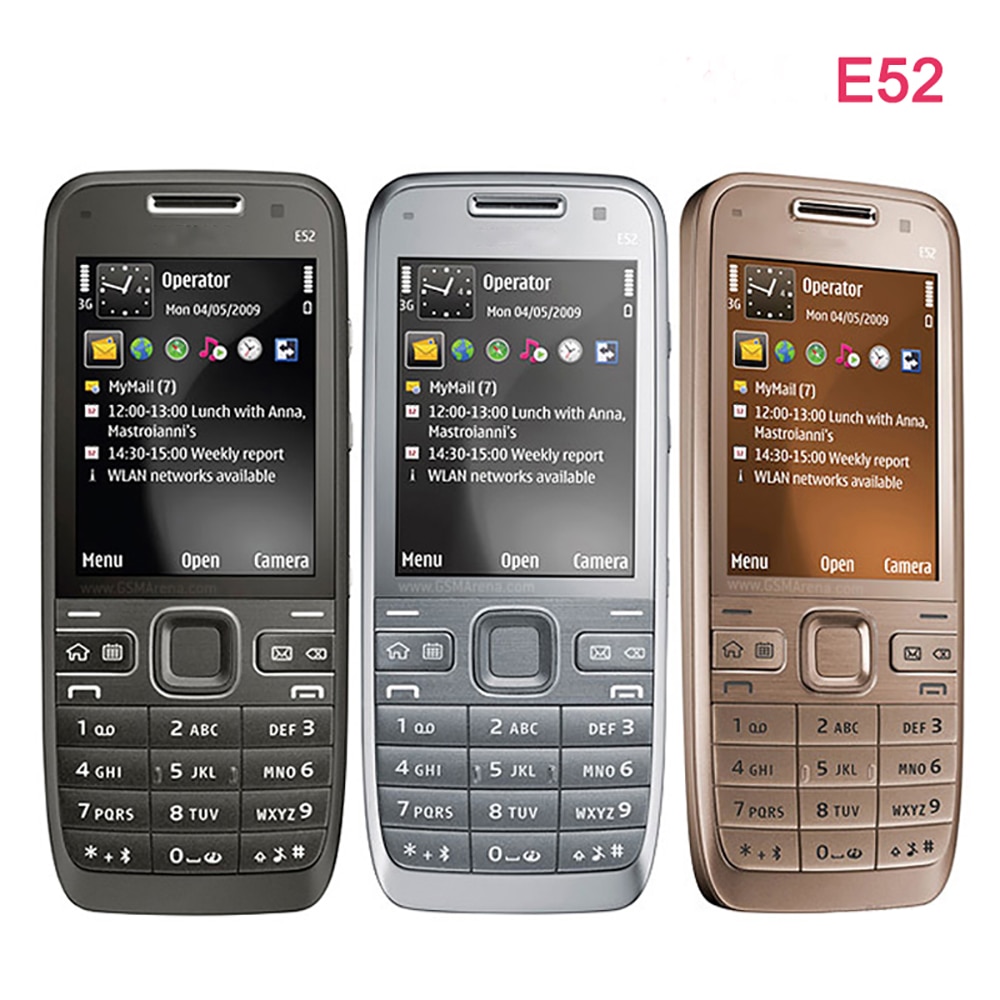 Original E52 Mobile Cell Phone Unlocked Bluetooth WIFI GPS 3G Russian Arabic Hebrew Keyboard, Old Phone Made on 2009, 3 Colors