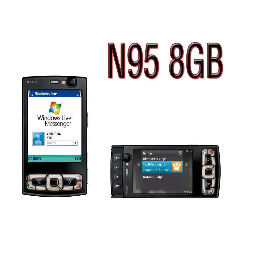 Original N95 8GB Mobile Cell Phone 3G 5MP Wifi GPS 2.8”Screen Unlocked Smartphone Russian Hebrew Arabic Keyboard. Made on 2007