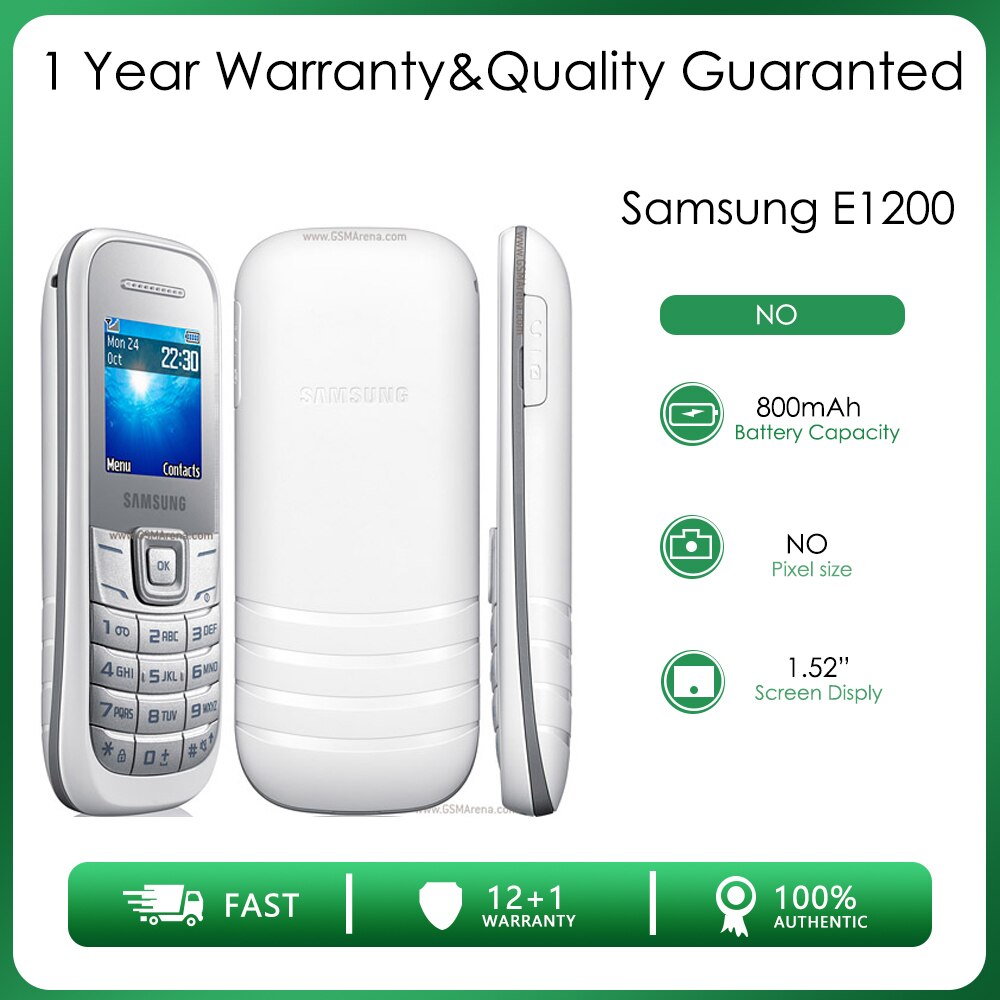 Original Samsung E1200 Mobile Phone 1.52 Inch Screen 800mAh GSM 900 / 1800 Battery Unlocked Cellphone