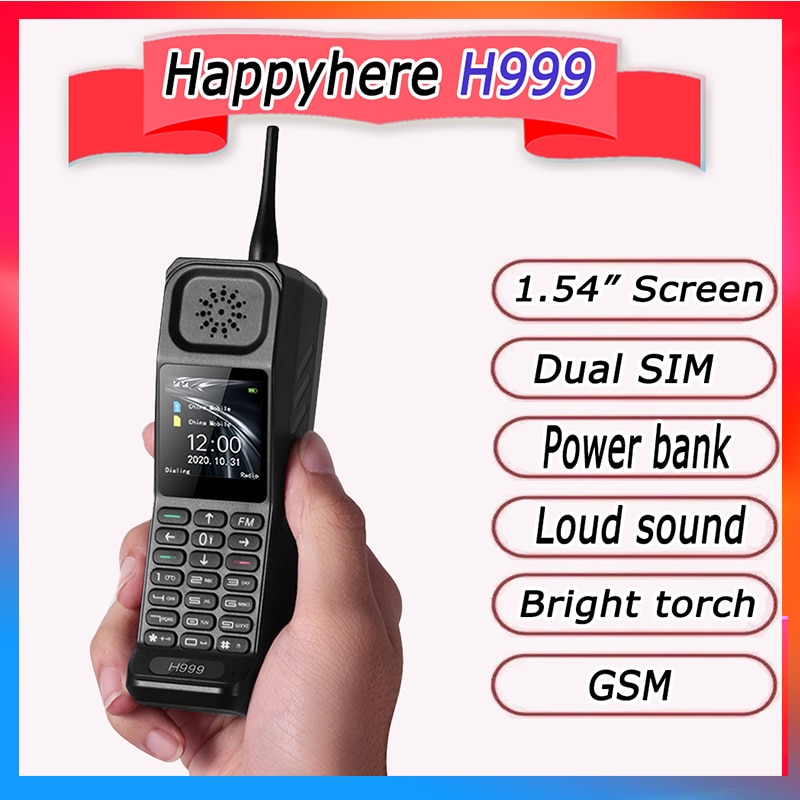 Retro Power Bank Cell phone with stand Dual Sim Loud Speaker FM radio Mp3 Mp4 Shockproof China mobile Phones Russian keyboard