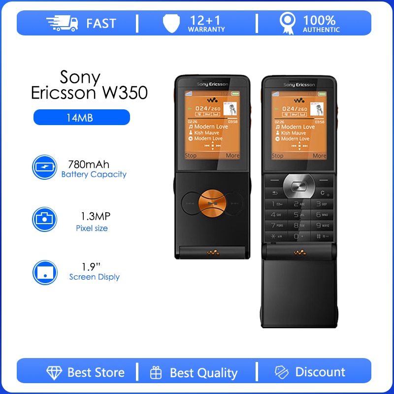 Sony Ericsson W350 Refurbished-Original Unlokced W350C Mobile Phone 2G 1.3MP Camera FM Unlocked Phone Free shipping