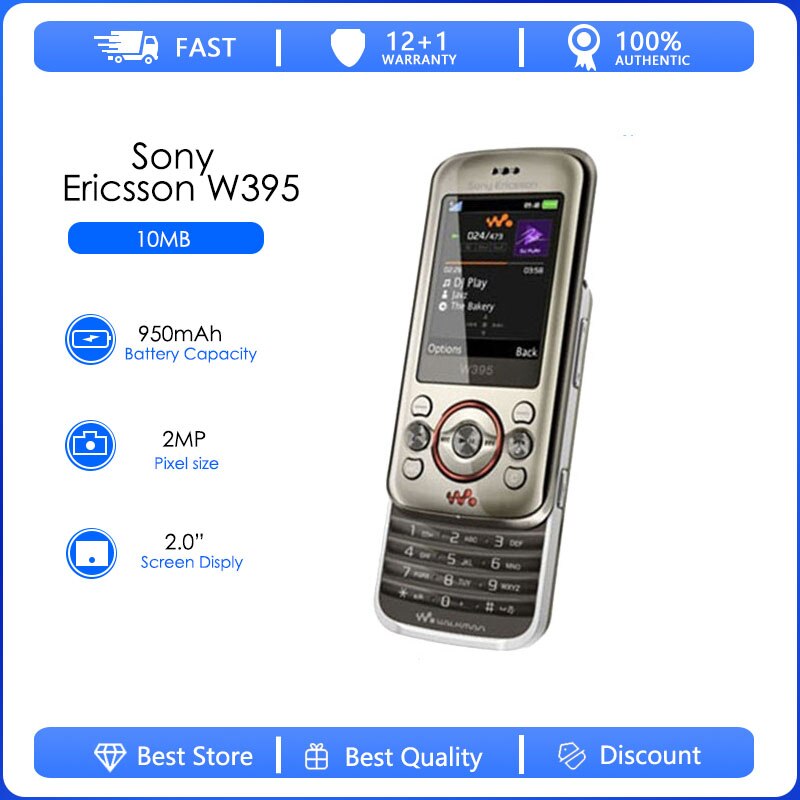Sony Ericsson W395 Refurbished-Original Unlocked W395 Mobile Phone 2MP FM W395 Cell Phone Free shipping