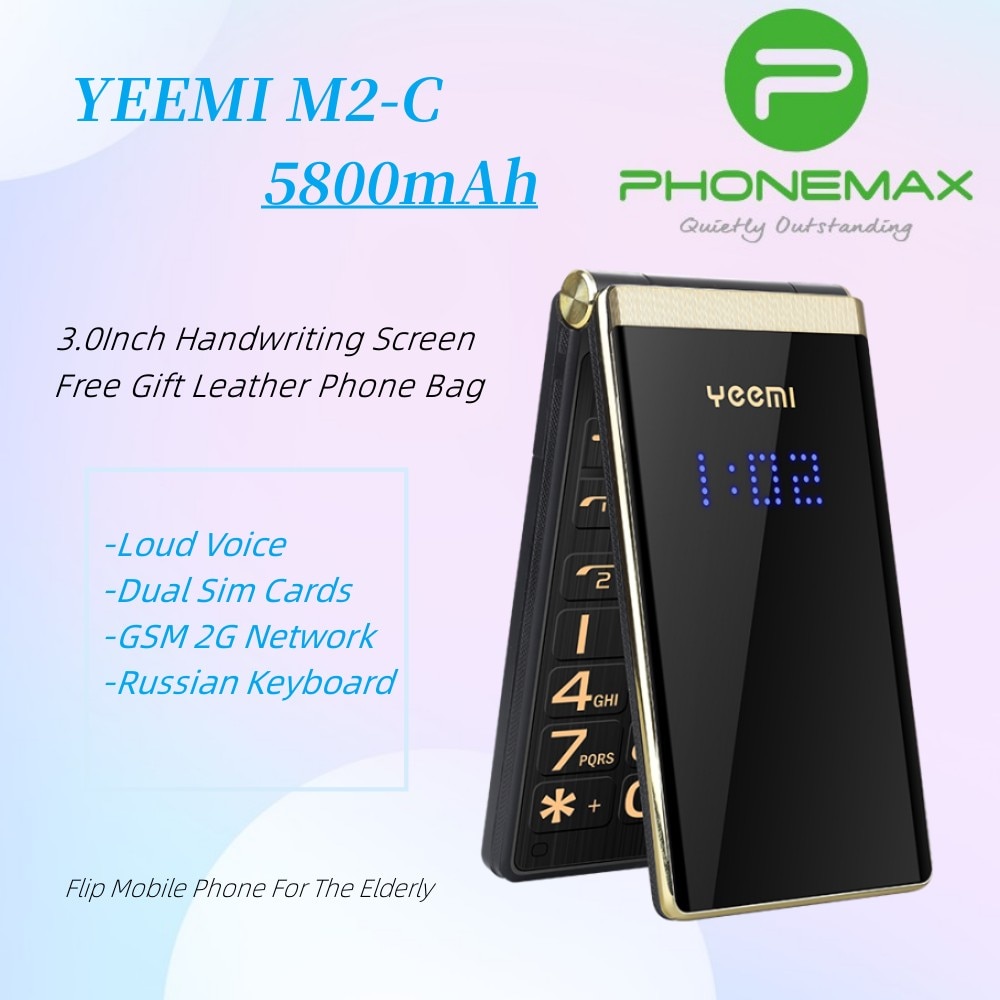 YEEMI M2-C Flip Mobile Phone For The Elderly GSM 2G Network Dual Sim Cards 5800mAh 3.0” Handwriting Screen Supports Russian Key