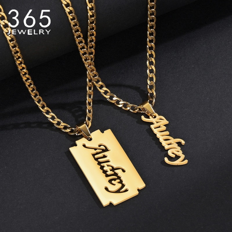 Custom Name Necklace Stainless Steel Customized Necklaces 5mm NK Thick Chain Personalized Jewelry Couple Necklace Pendant Gift