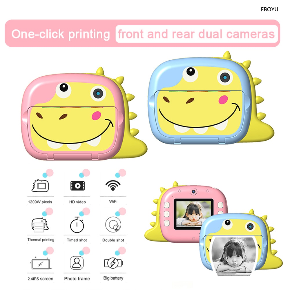 JJRC V20AB WiFi Printing Kids Digital Camera Gift for Kids 2.4 Inches HD Screen 12MP Cam for Kids Shockproof Children Selfie Toy