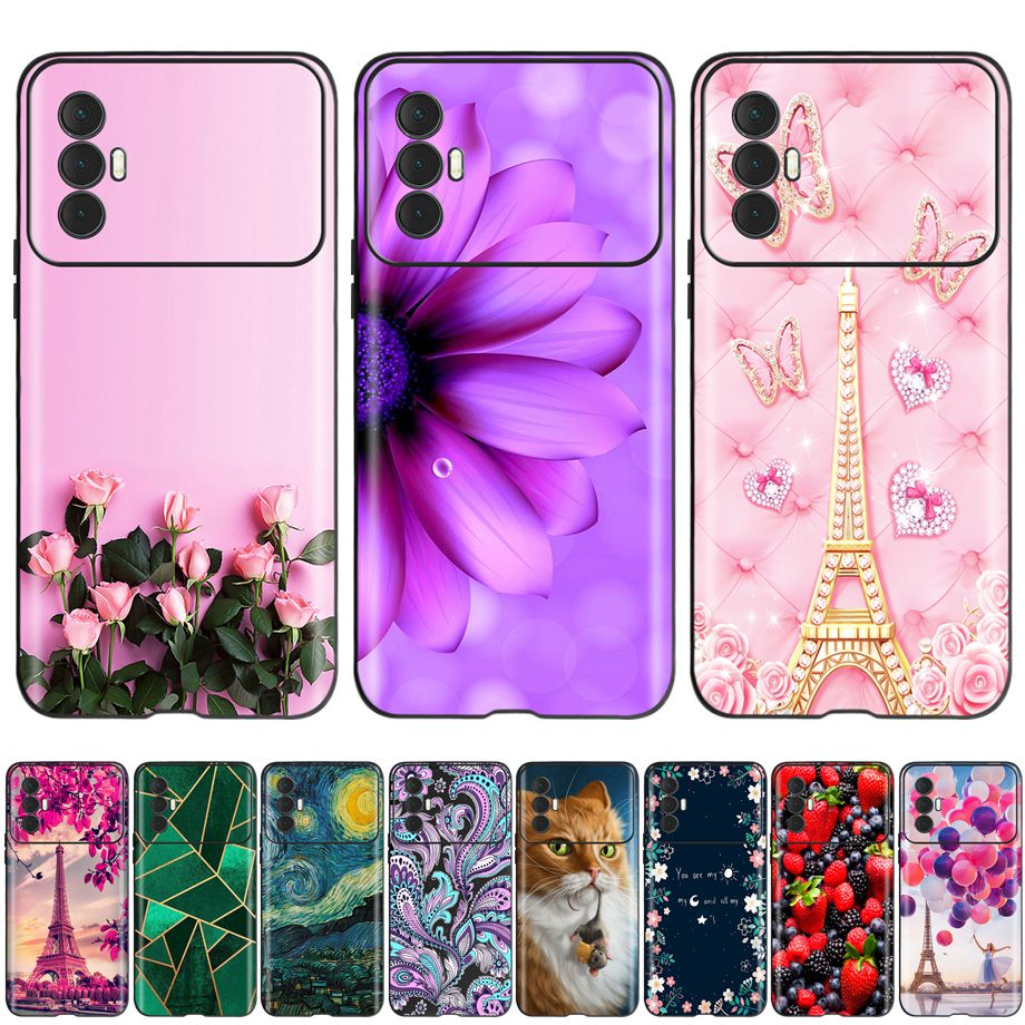 Patterned Cases for Tecno Spark 8C Spark8 Pro Soft TPU Case Phone Back Cover for Spark 8 Pro 8 8Pro Black Silicoen Bags