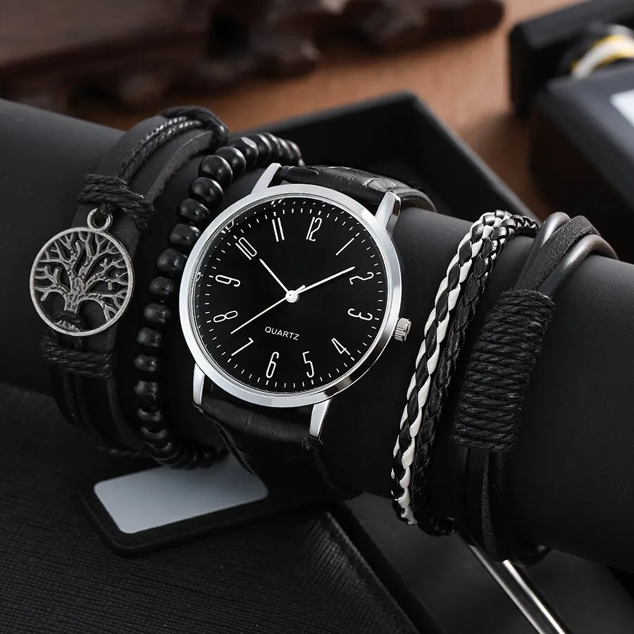 5pcs Black Quartz Watches