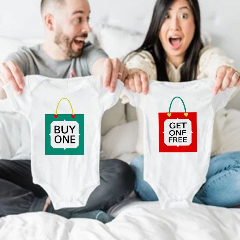 Buy One Get One Free Twins Baby Bodysuits (0-3m)