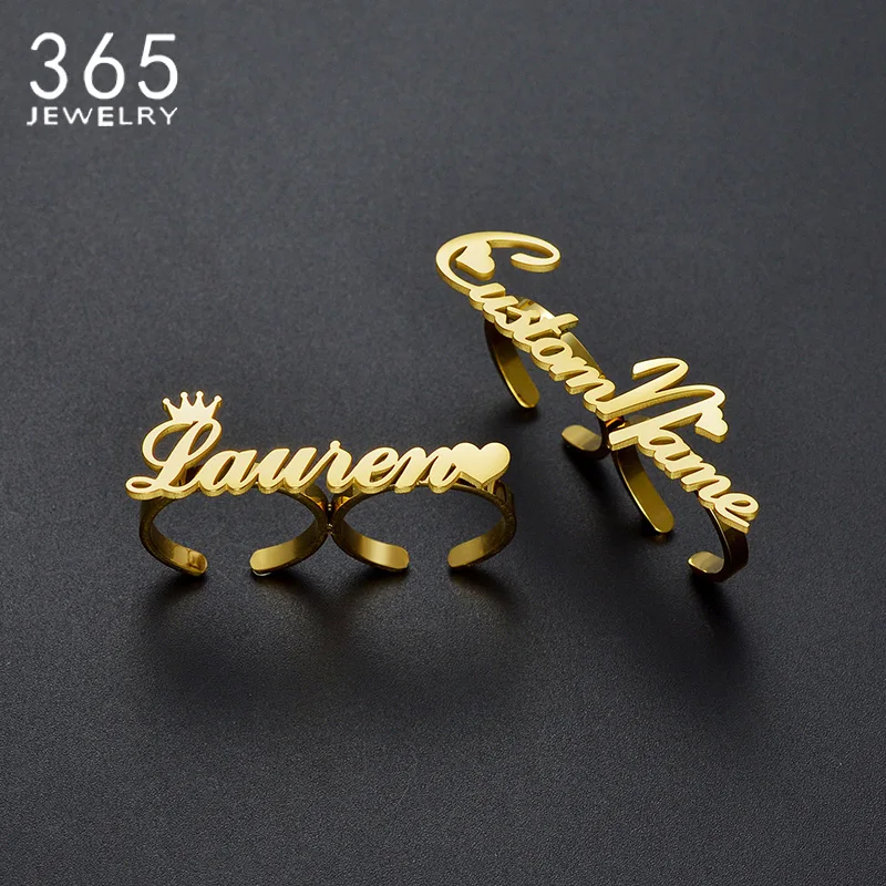 Customized Double Name Rings